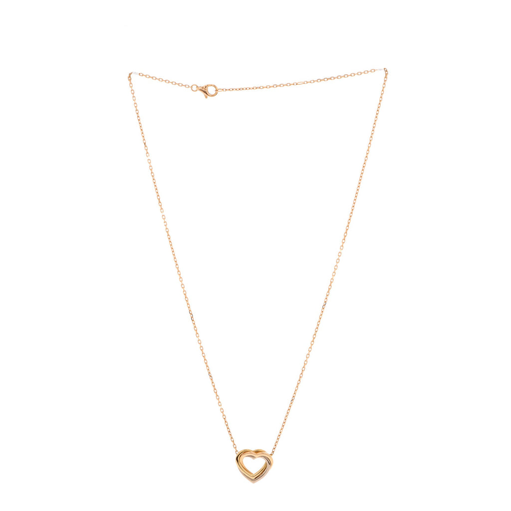Trinity Heart Pendant Necklace 18K Tricolor Gold