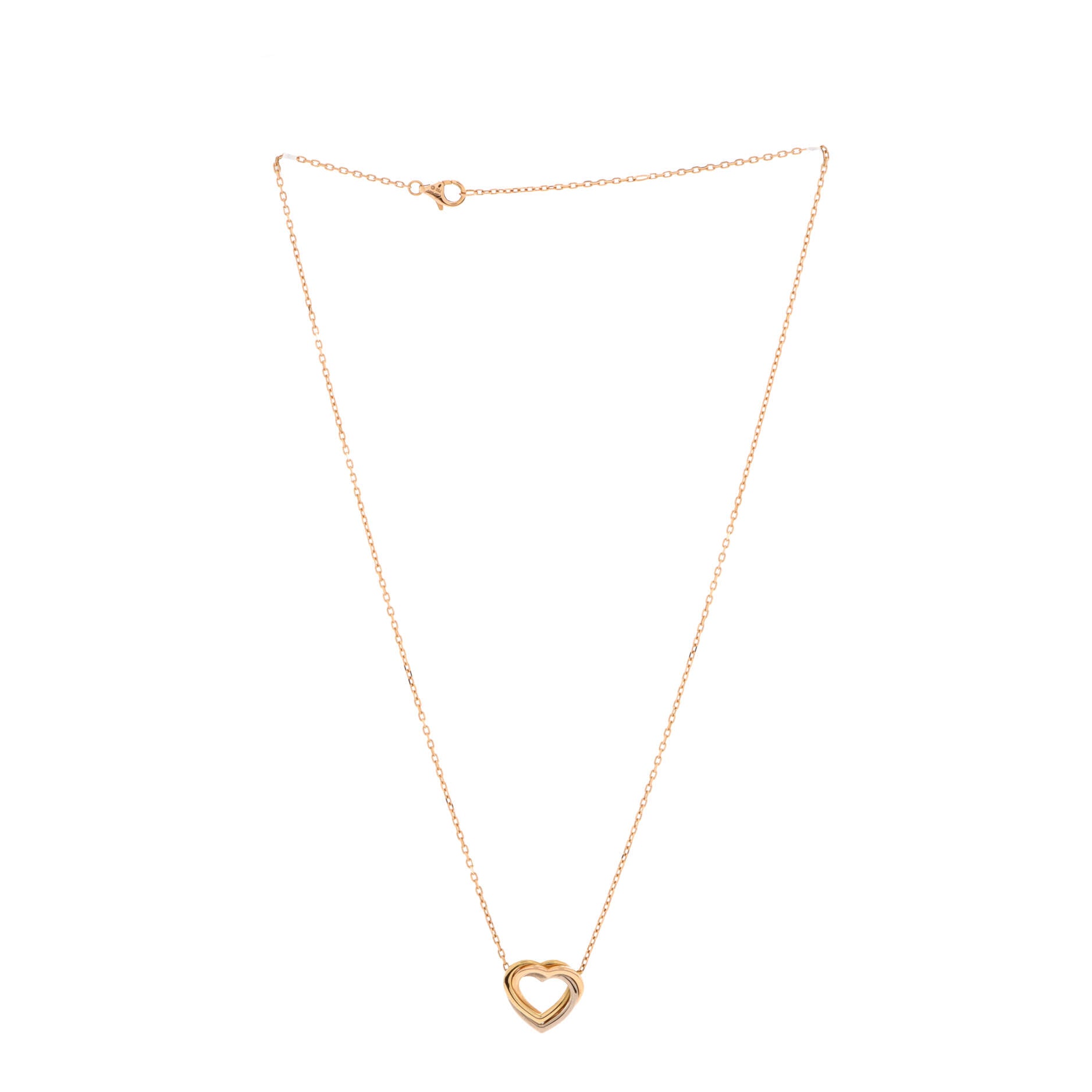 Trinity Heart Pendant Necklace 18K Tricolor Gold