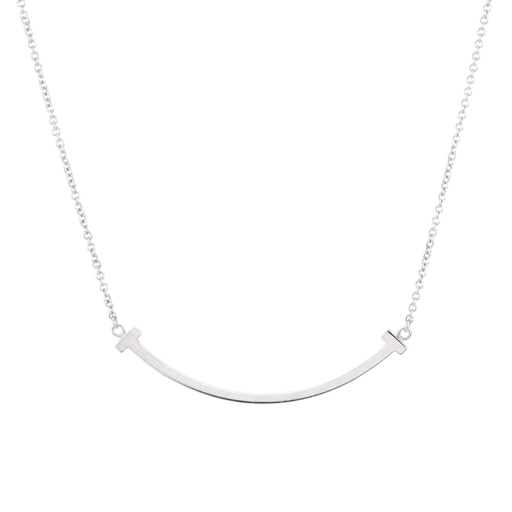 T Smile Pendant Necklace 18K White Gold Small