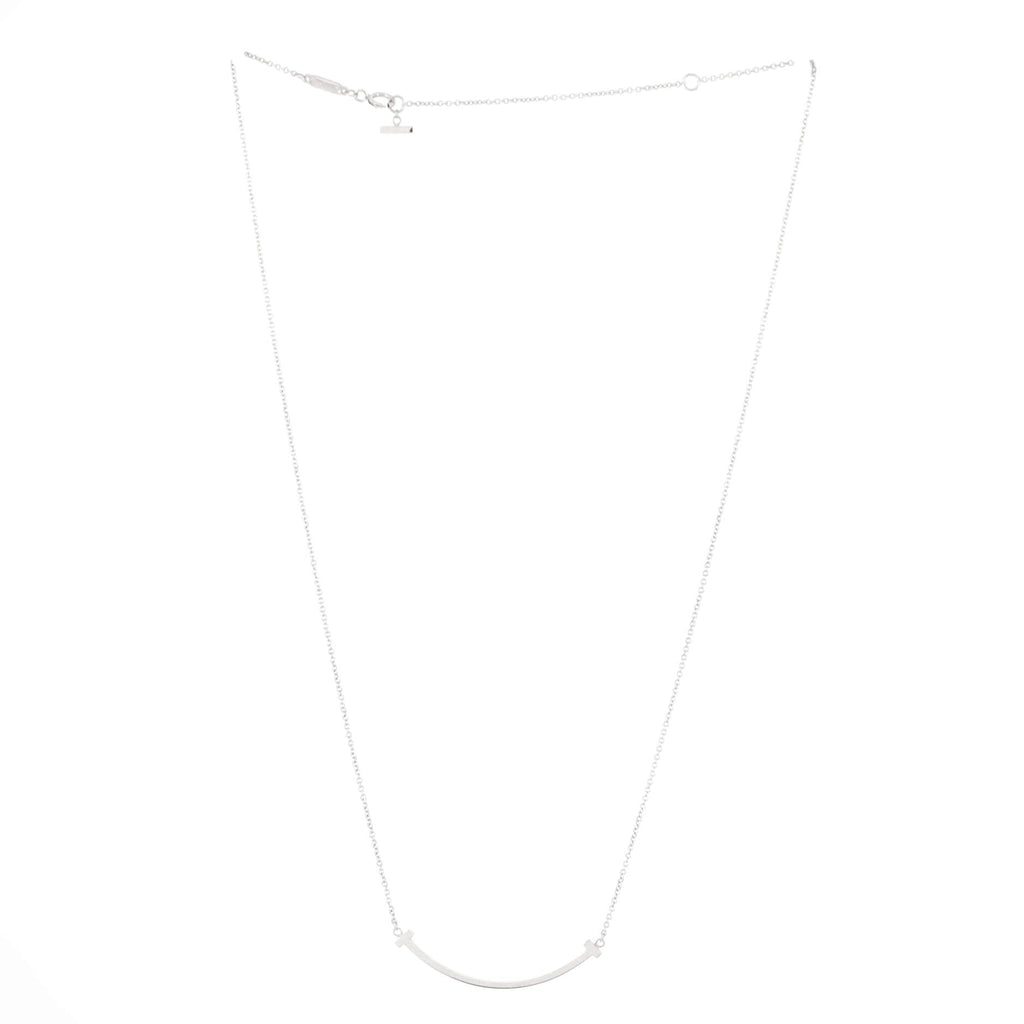 T Smile Pendant Necklace 18K White Gold Small