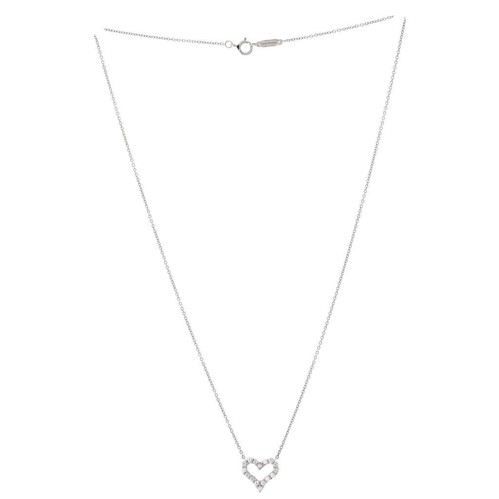 Heart Pendant Necklace Platinum with Diamonds Mini