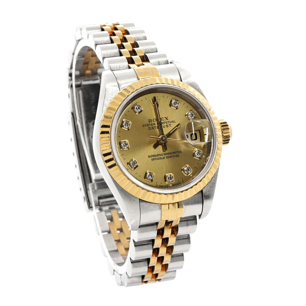 Oyster Perpetual Datejust Automatic Watch Stainless Steel and Yellow Gold with Diamond Markers 26