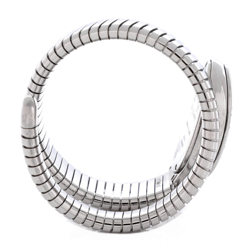 Serpenti Tubogas Single Spiral Quartz Watch Stainless Steel with Diamond Bezel 23