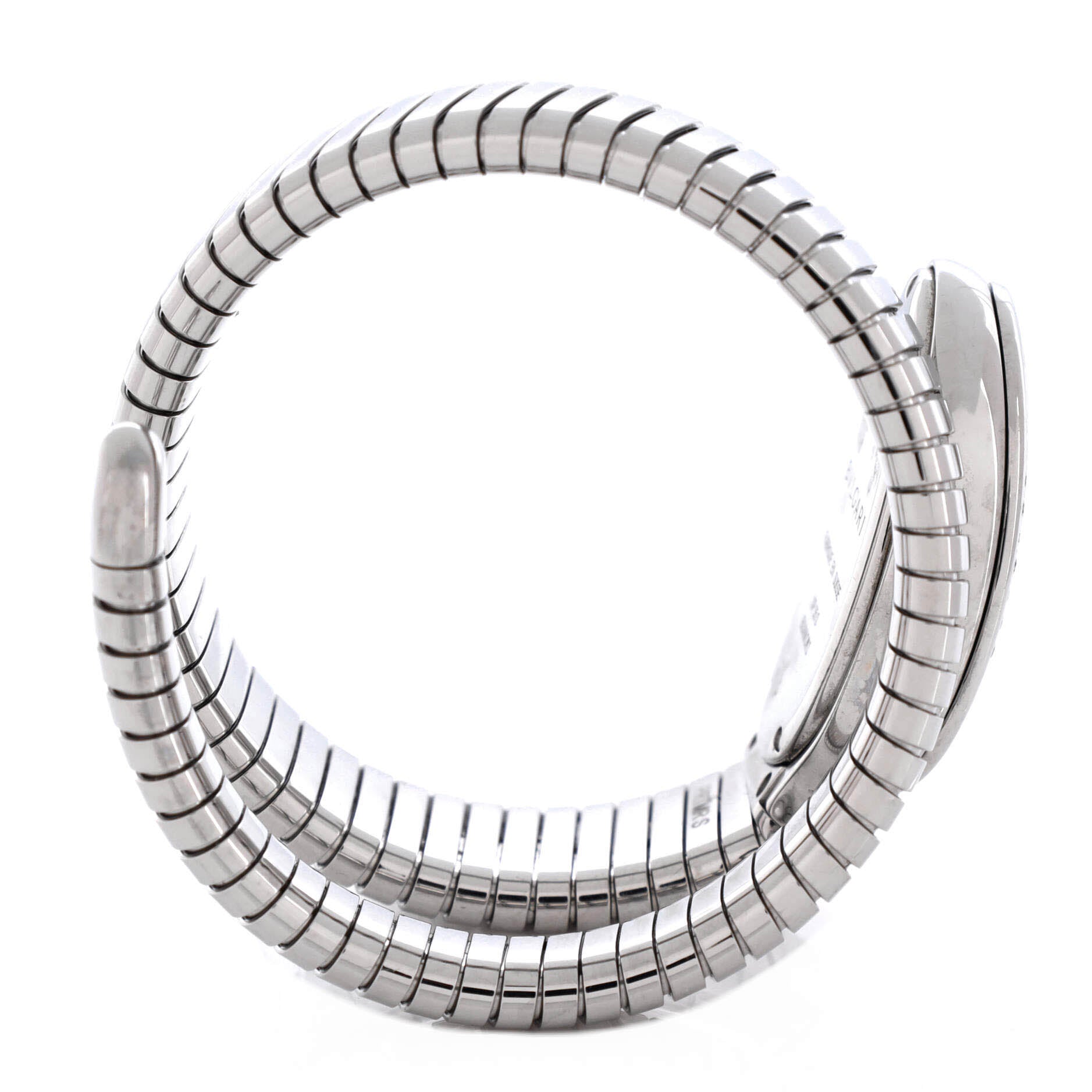 Serpenti Tubogas Single Spiral Quartz Watch Stainless Steel with Diamond Bezel 23