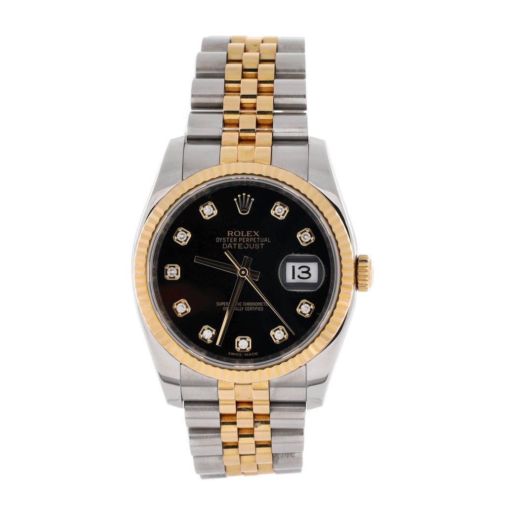 Oyster Perpetual Datejust Automatic Watch Stainless Steel and Yellow Gold with Diamond Markers 36