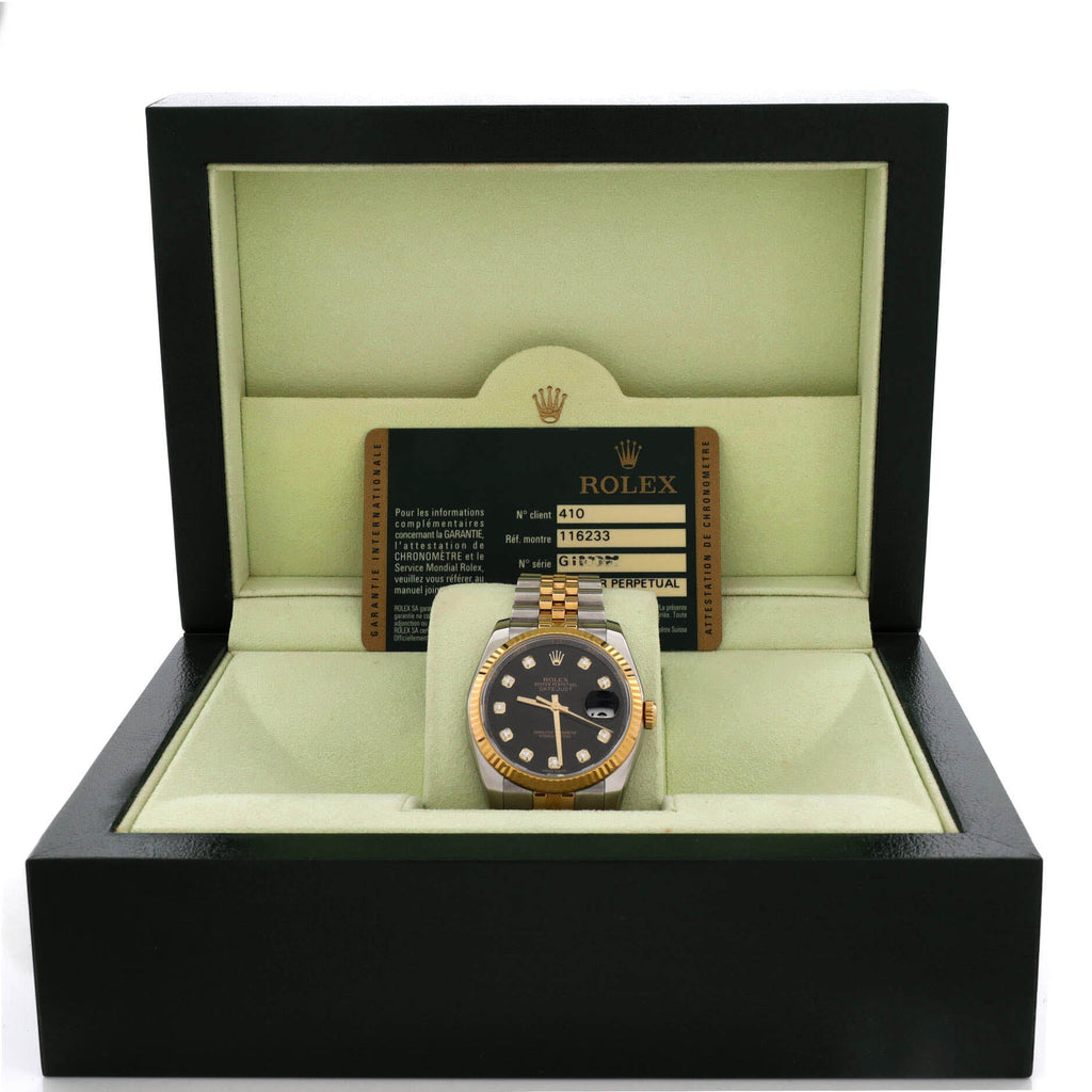 Oyster Perpetual Datejust Automatic Watch Stainless Steel and Yellow Gold with Diamond Markers 36