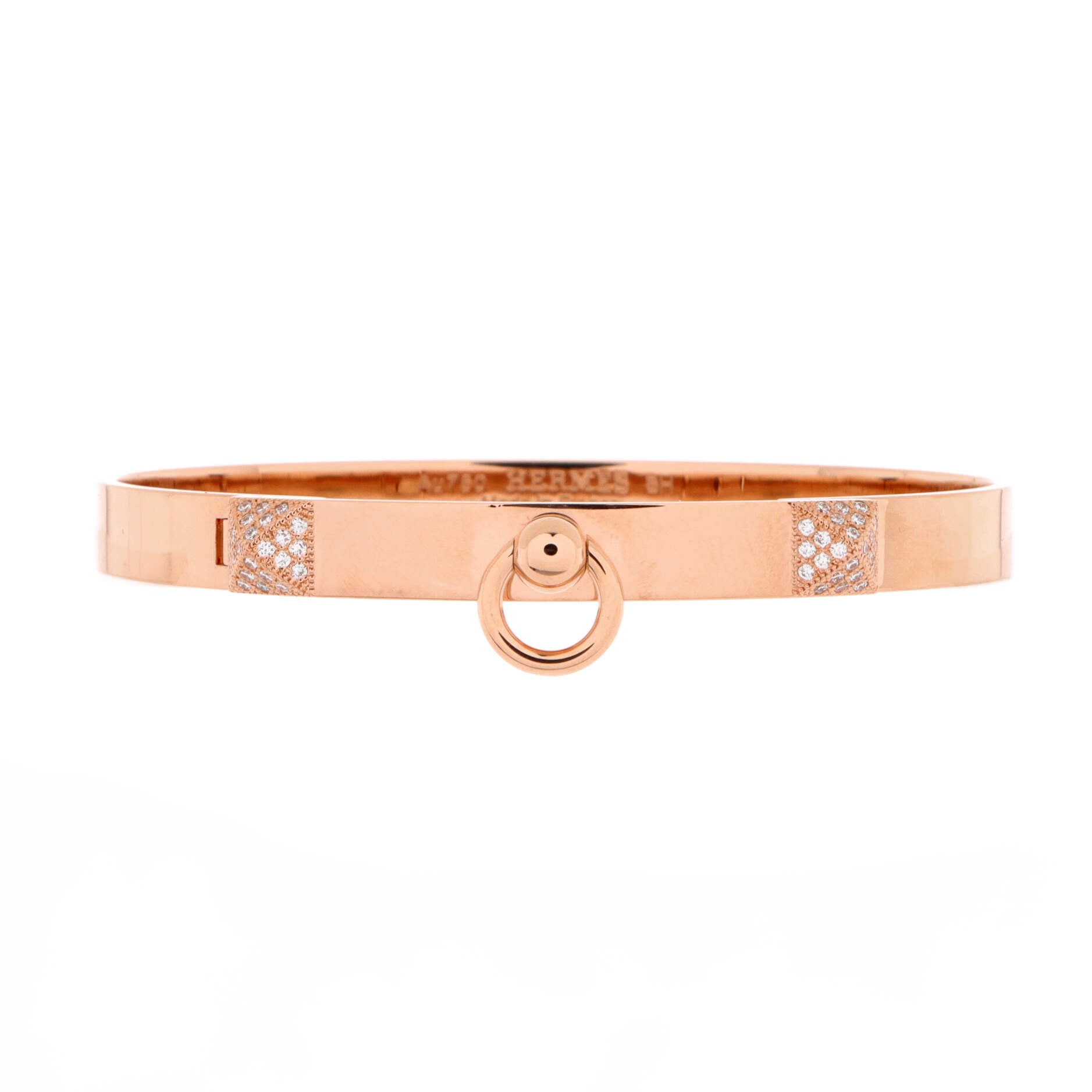 Collier de Chien Bracelet 18K Rose Gold with Pave Diamond Studs PM