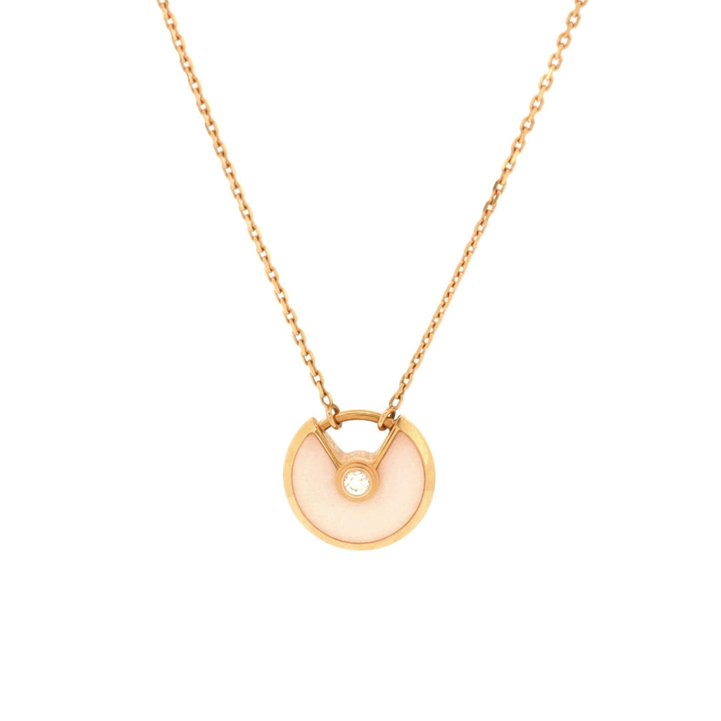 Amulette de Cartier Pendant Necklace 18K Rose Gold with Pink Opal and Diamond XS