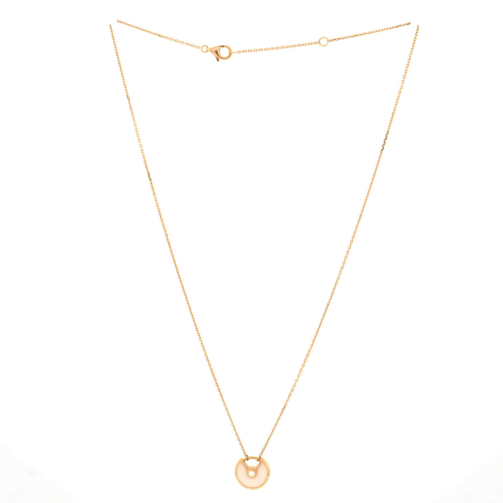 Amulette de Cartier Pendant Necklace 18K Rose Gold with Pink Opal and Diamond XS
