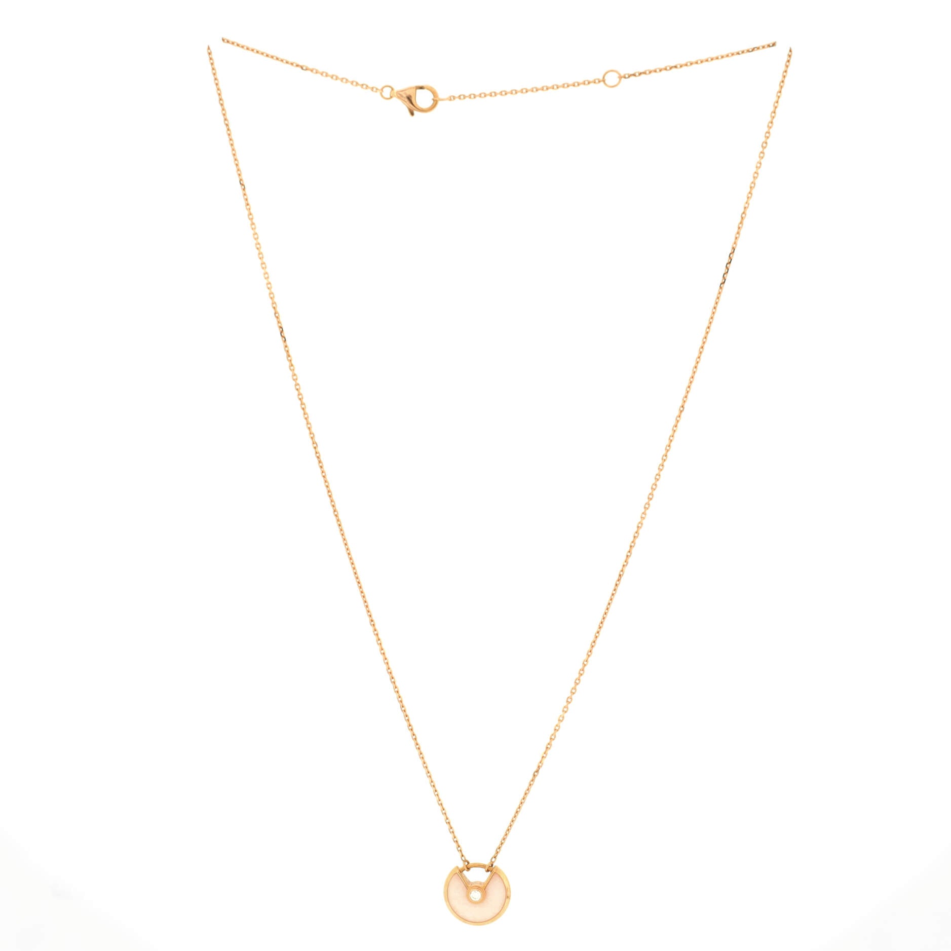 Amulette de Cartier Pendant Necklace 18K Rose Gold with Pink Opal and Diamond XS