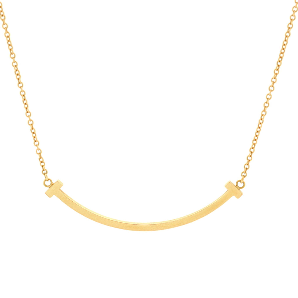 T Smile Pendant Necklace 18K Yellow Gold Small