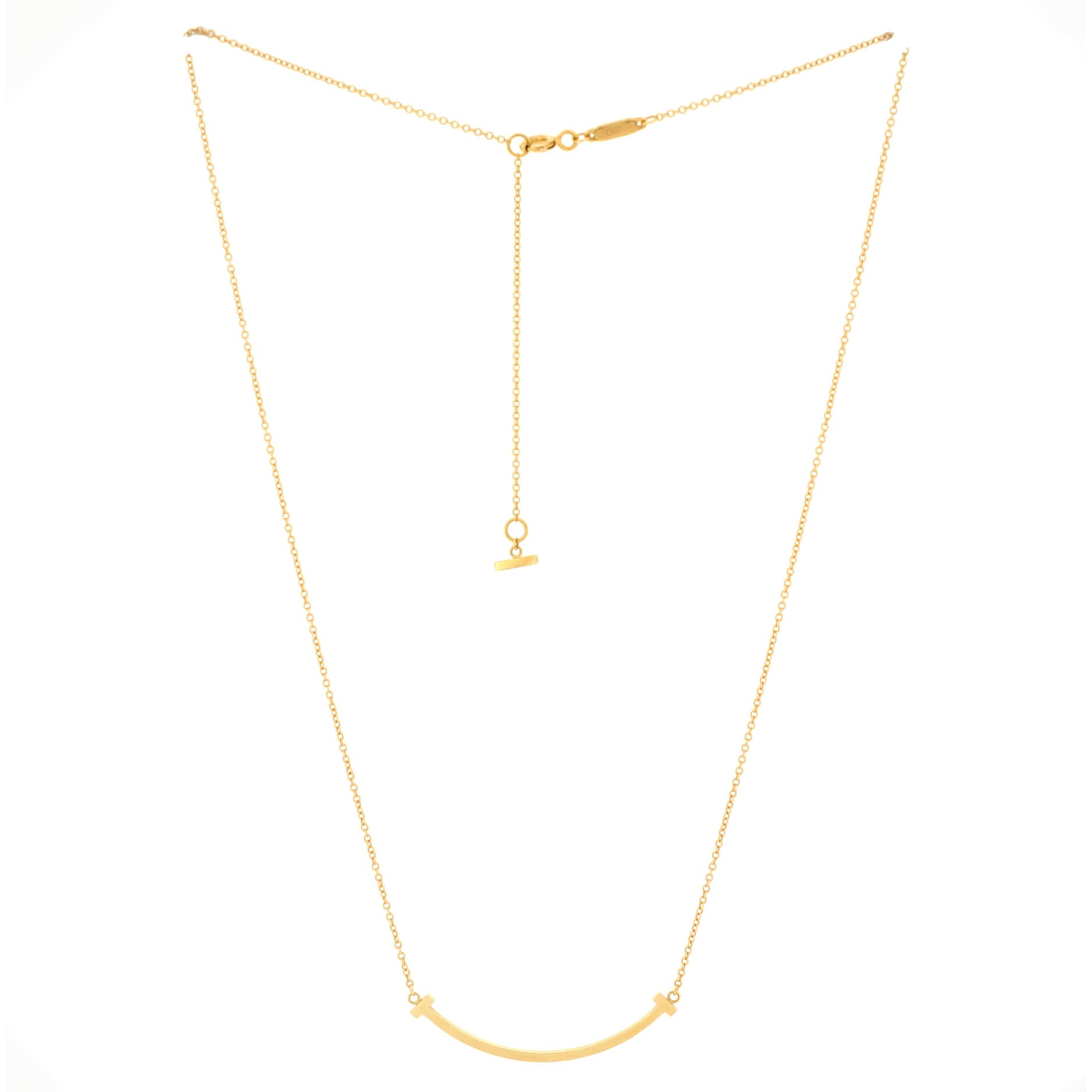 T Smile Pendant Necklace 18K Yellow Gold Small