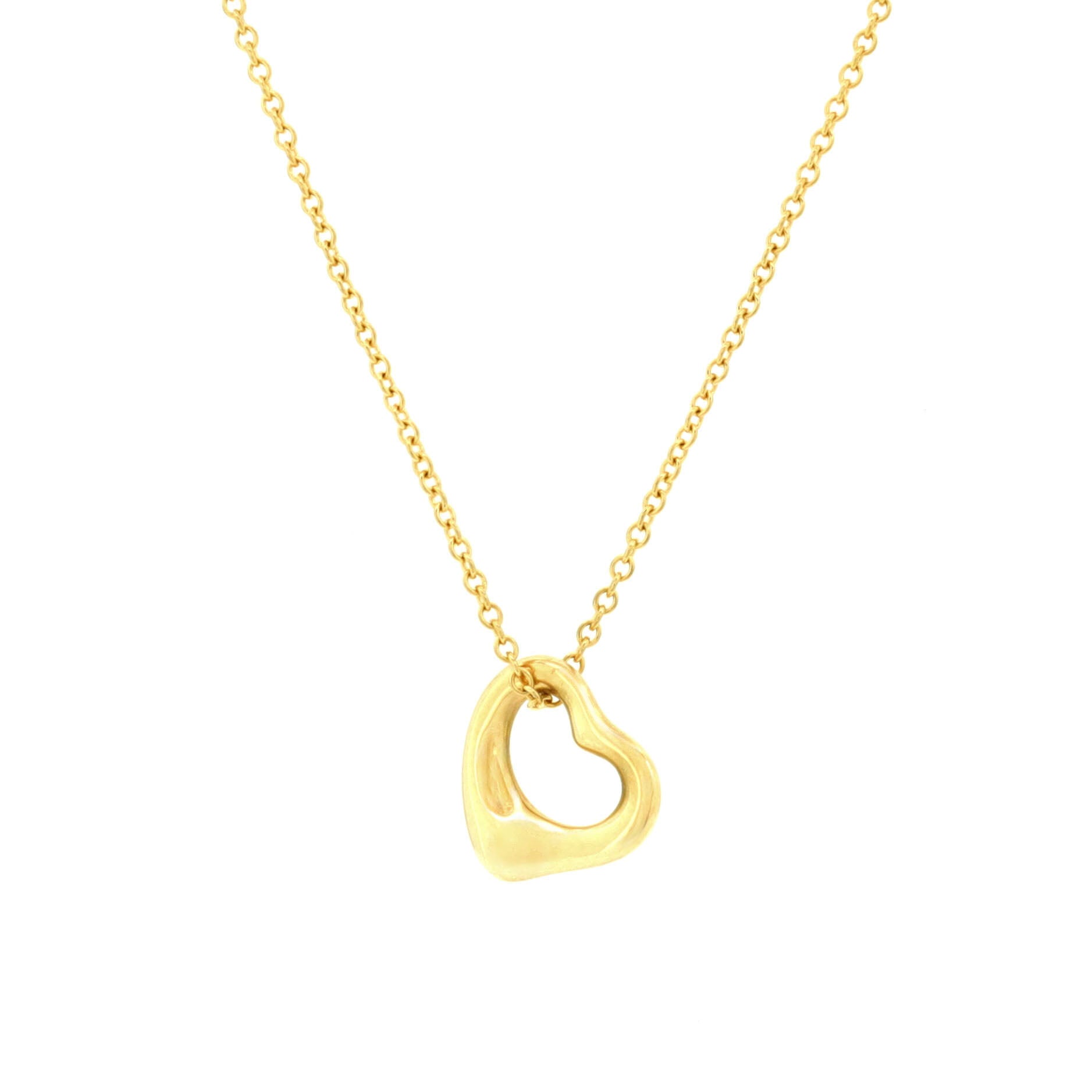Elsa Peretti Open Heart Pendant Necklace 18K Yellow Gold 11mm