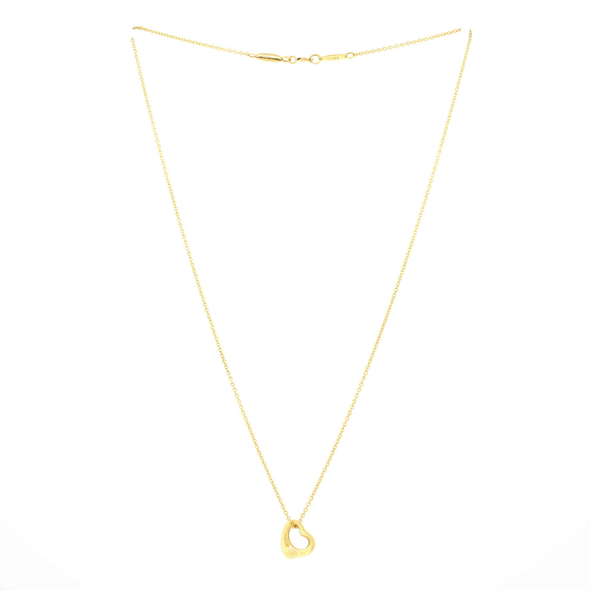 Elsa Peretti Open Heart Pendant Necklace 18K Yellow Gold 11mm