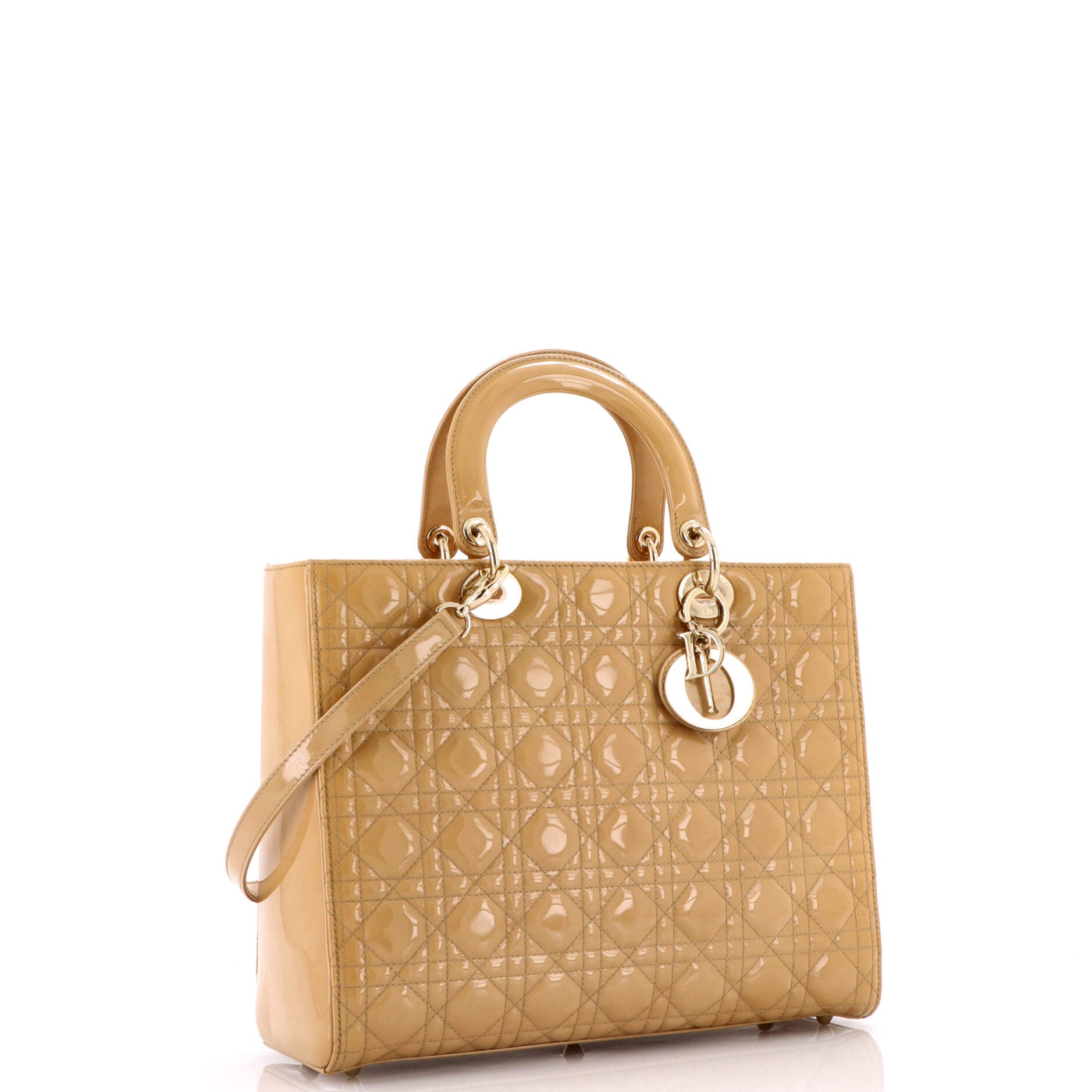 Lady Dior Bag Cannage Quilt Patent Large