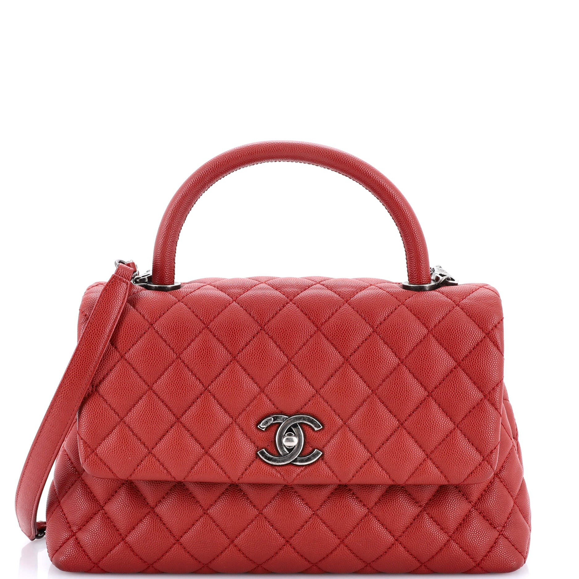 Coco Top Handle Bag Quilted Caviar Small