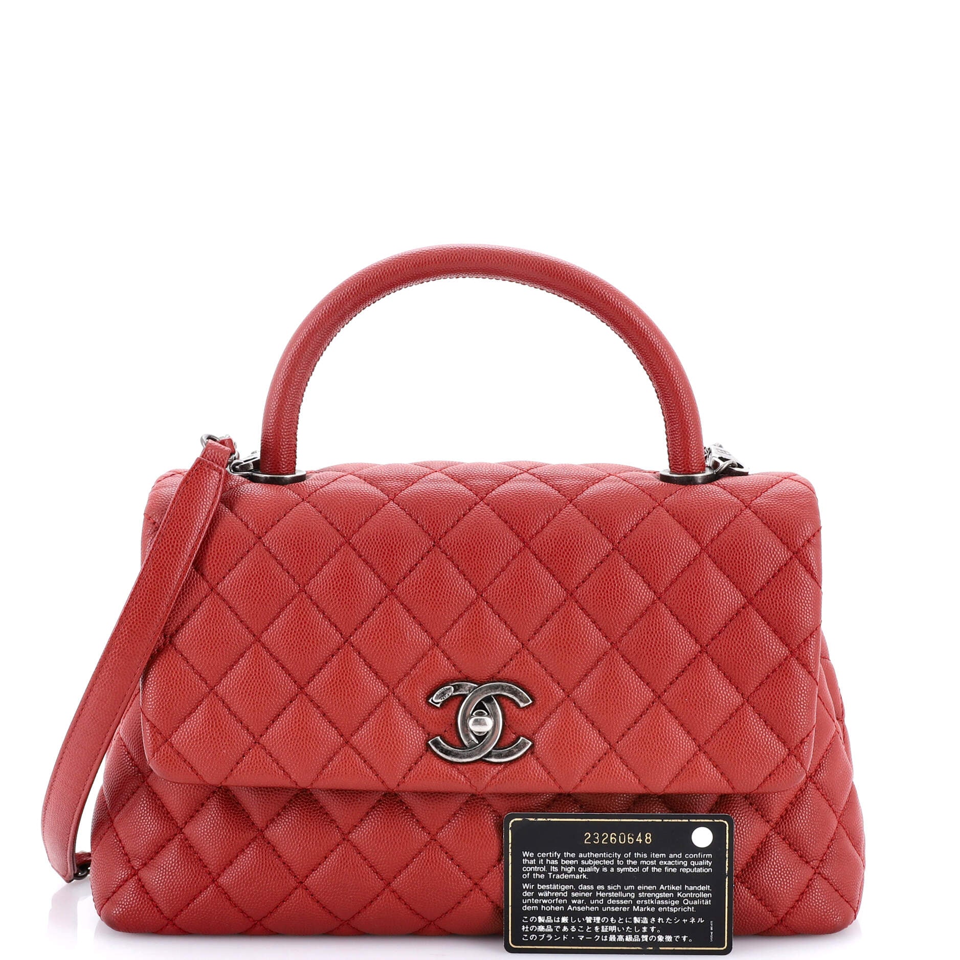Coco Top Handle Bag Quilted Caviar Small