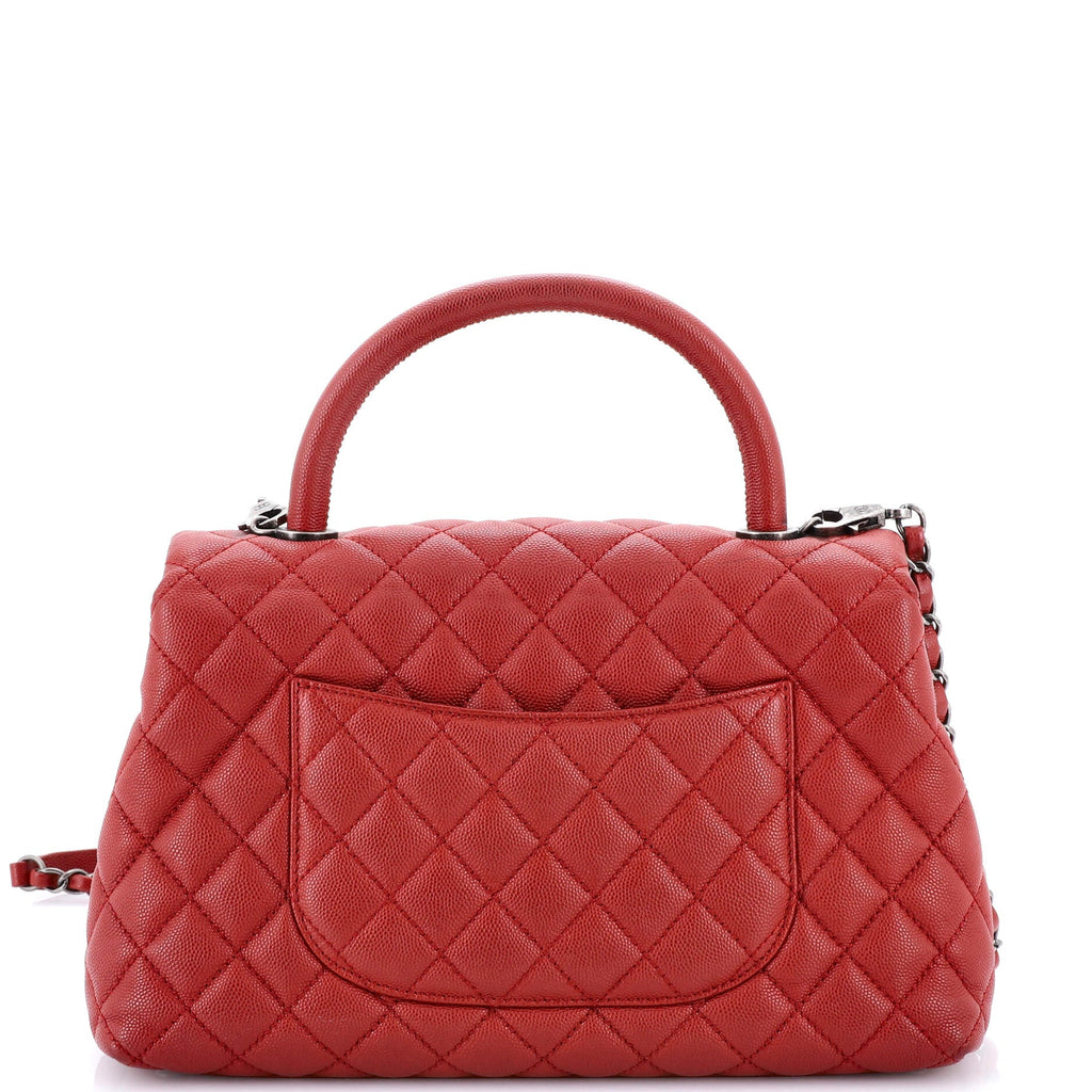 Coco Top Handle Bag Quilted Caviar Small