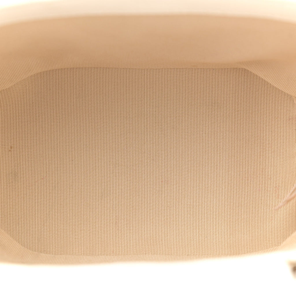 Calfskin Raffia Small Vanity Case Bag White Beige