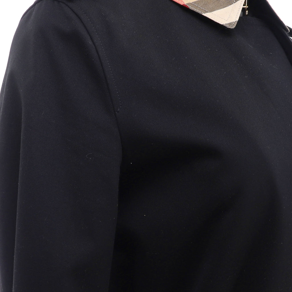 Women's Check Collar Double Breasted Long Trench Coat Cotton
