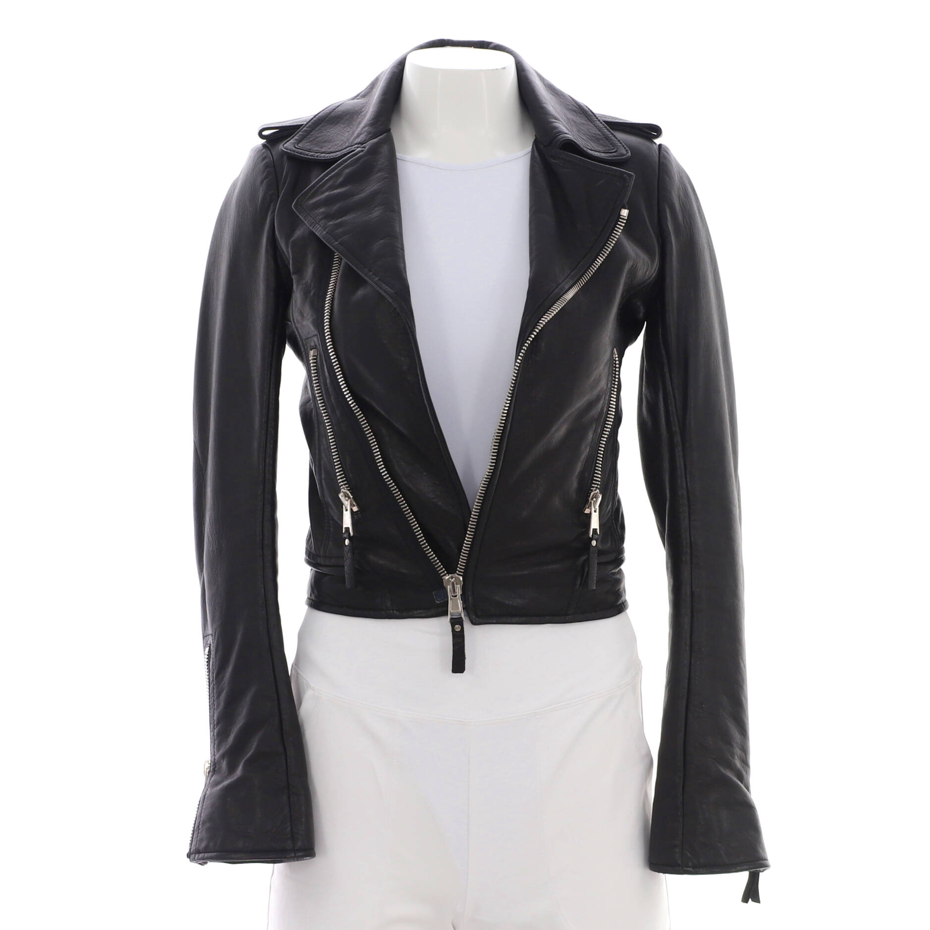 Women's Zipped Biker Jacket Leather