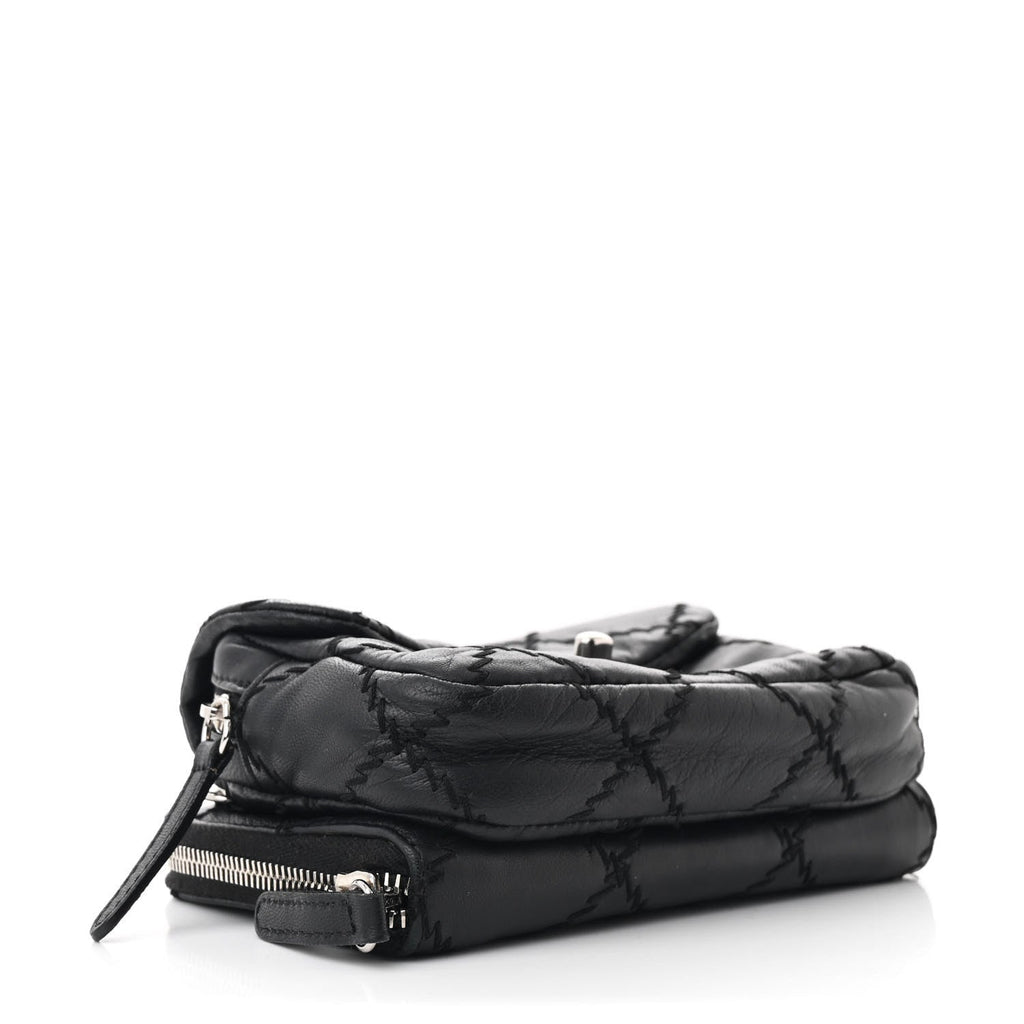 Lambskin Stitched New Mini Flap Black