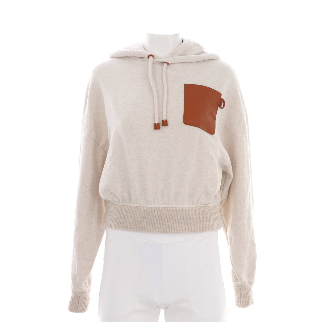 Women's Anagram Pocket Hoodie Cotton with Leather