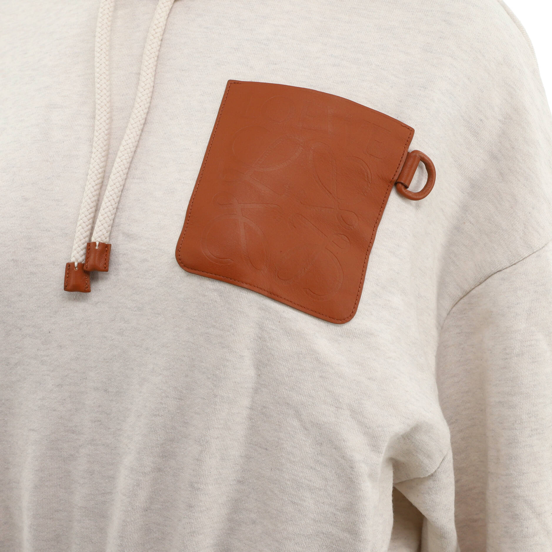 Women's Anagram Pocket Hoodie Cotton with Leather