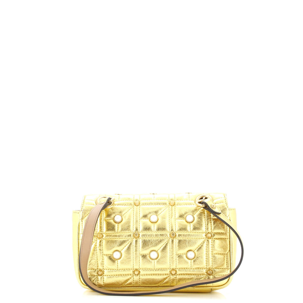 Pearly GG Marmont Flap Bag Embellished Matelasse Leather Mini