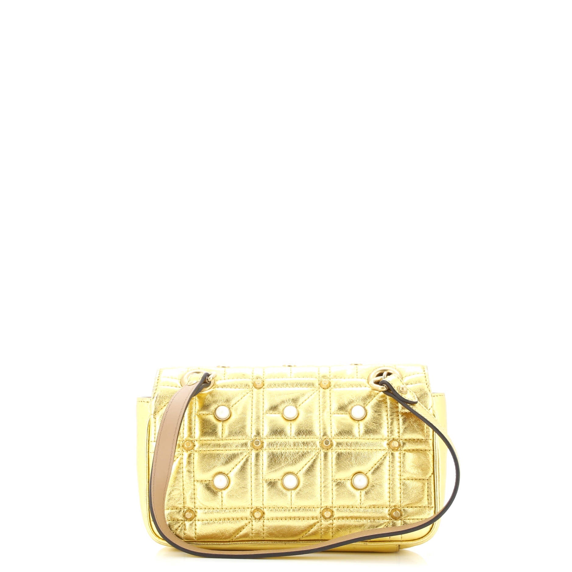 Pearly GG Marmont Flap Bag Embellished Matelasse Leather Mini