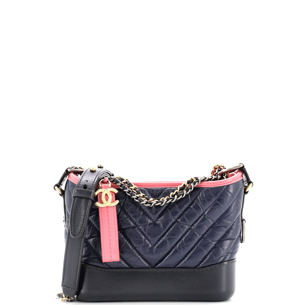 Gabrielle Hobo Chevron Aged Calfskin Small