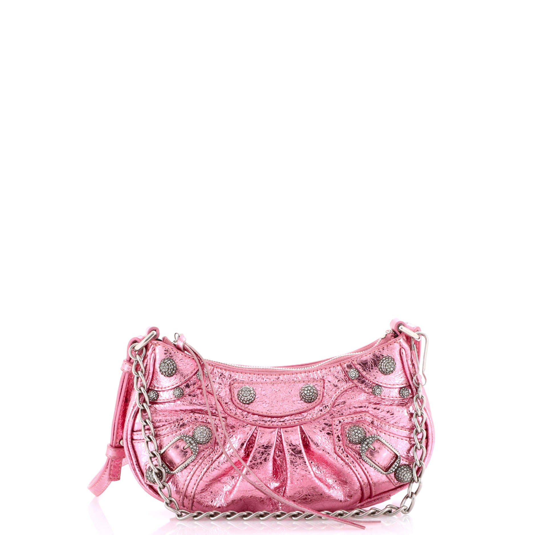 Le Cagole Giant Studs Shoulder Bag Leather with Crystals Mini