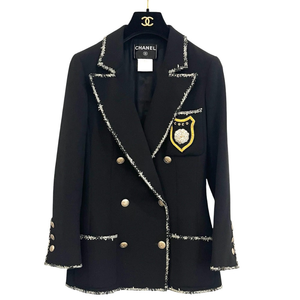 Chanel COCO Camellia Emblem Wool Tweed Jacket