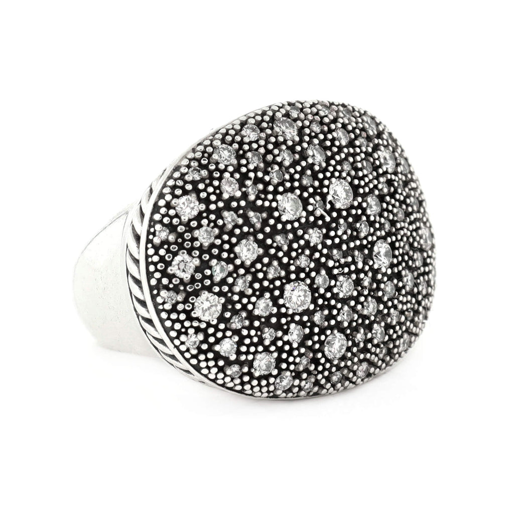 Midnight Melange Oval Ring Sterling Silver with Diamonds