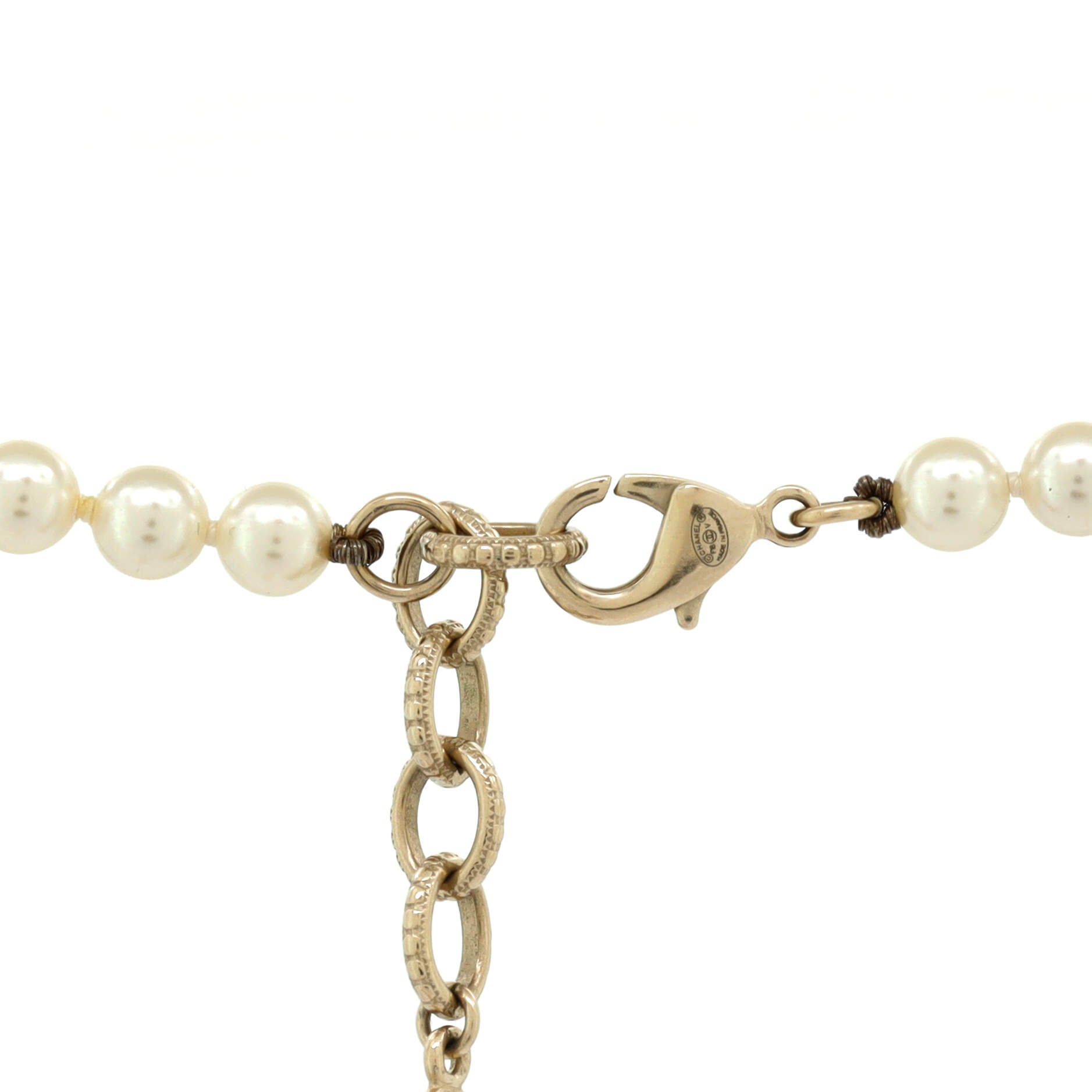 CC 100th Anniversary Short Necklace Metal with Faux Pearls and Crystals