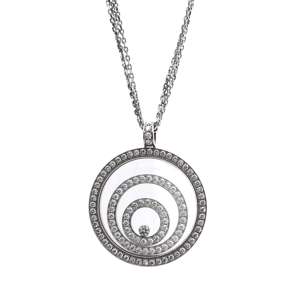 Happy Spirit Pendant Necklace 18K White Gold with Diamonds and 1 Floating Diamond Medium