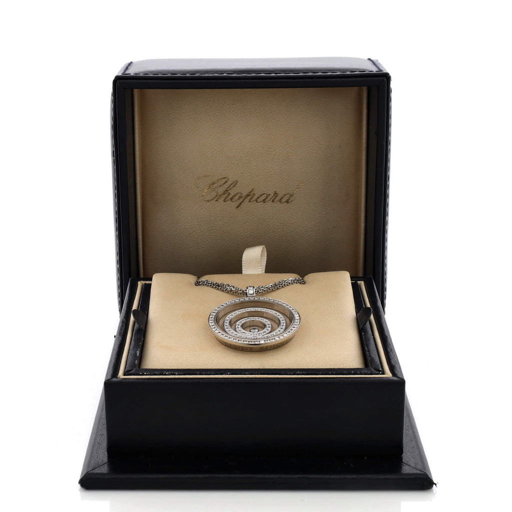 Happy Spirit Pendant Necklace 18K White Gold with Diamonds and 1 Floating Diamond Medium
