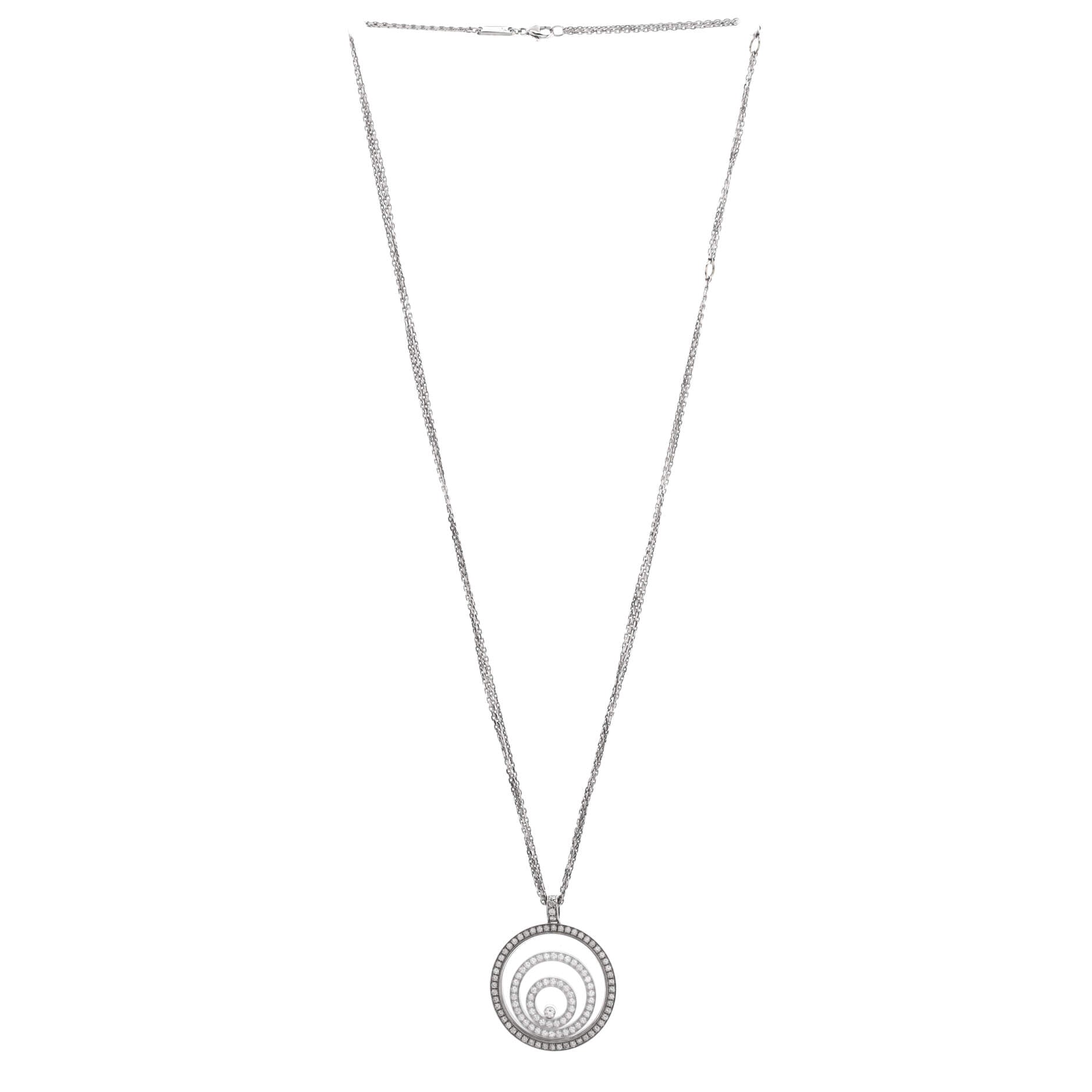 Happy Spirit Pendant Necklace 18K White Gold with Diamonds and 1 Floating Diamond Medium