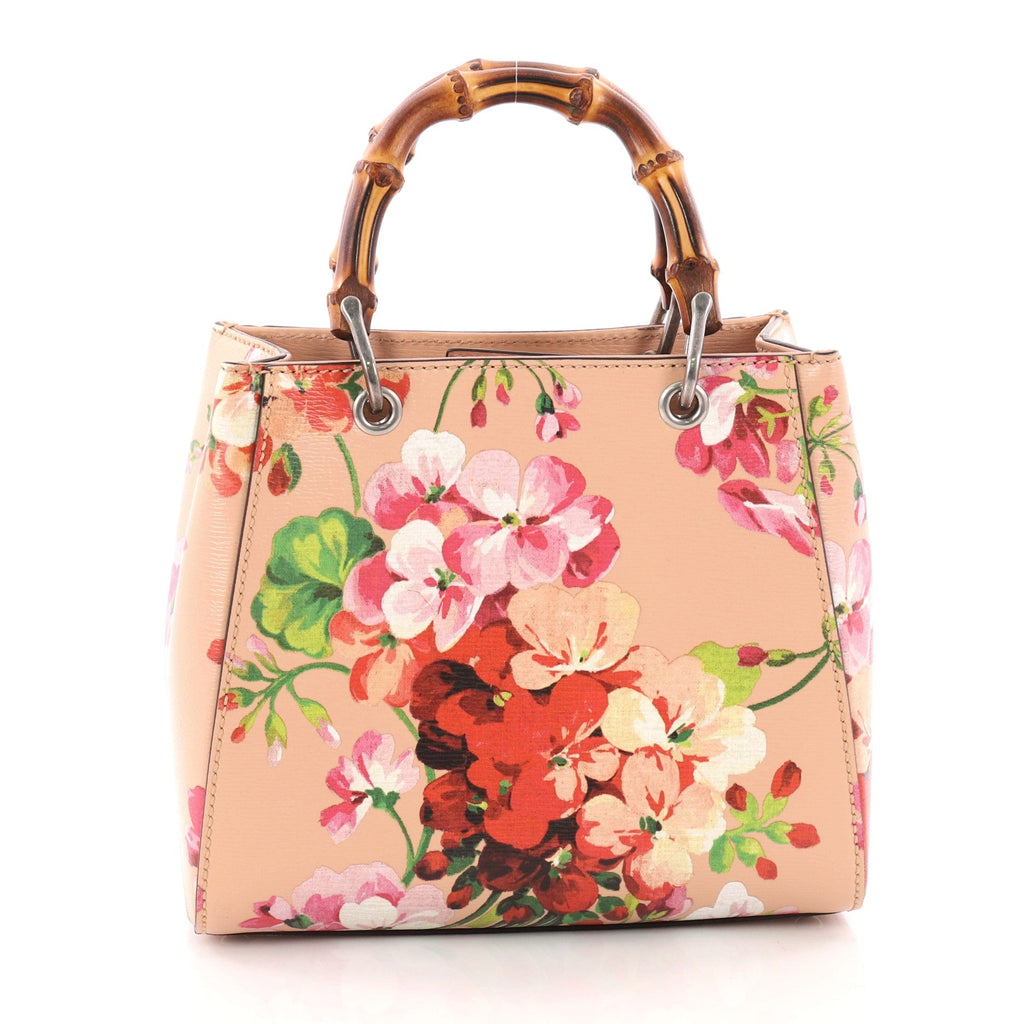 Bamboo Shopper Tote Blooms Print Leather Mini