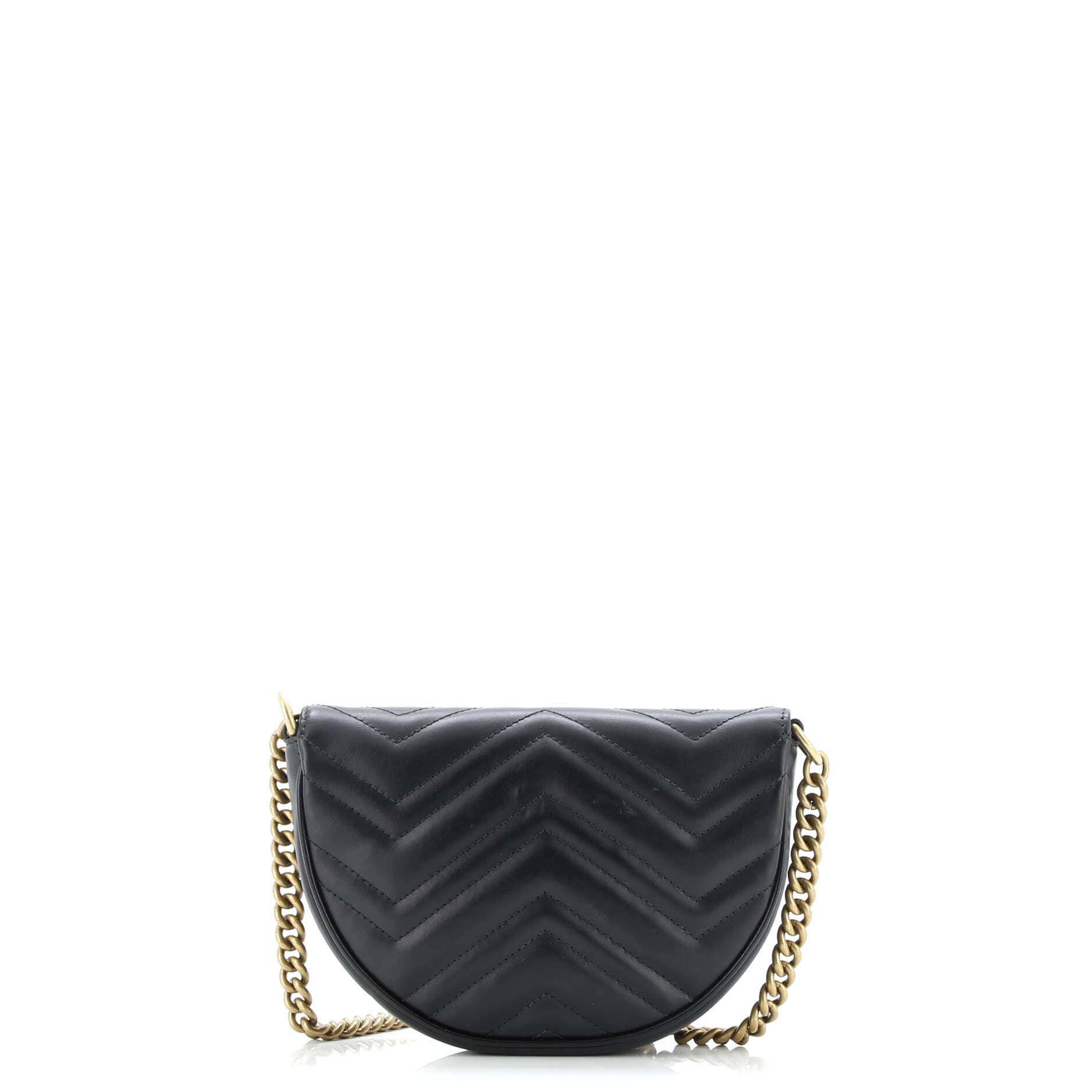 GG Marmont Half Moon Flap Crossbody Bag Matelasse Leather Mini