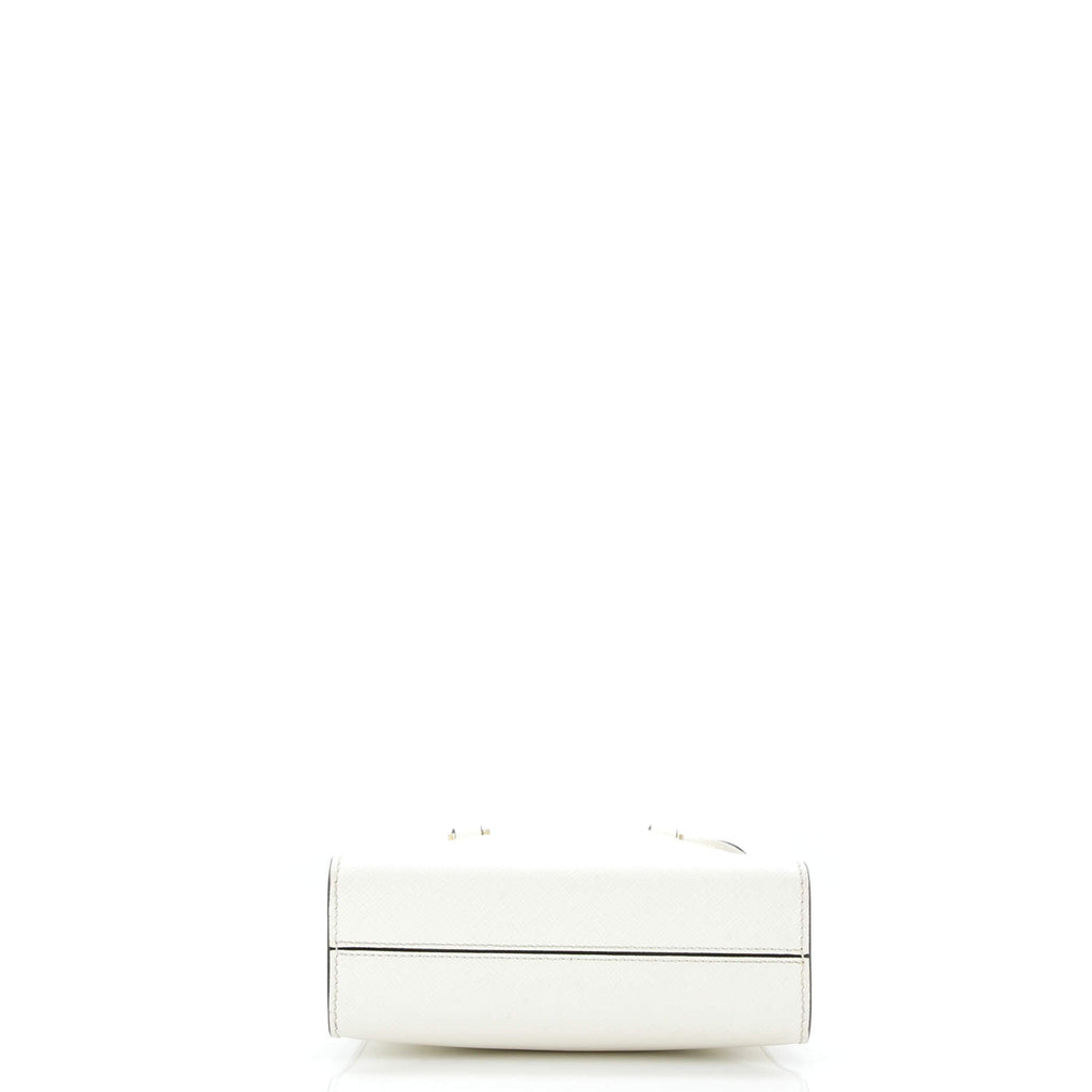 Lux Embossed Logo Tote Saffiano Leather Small