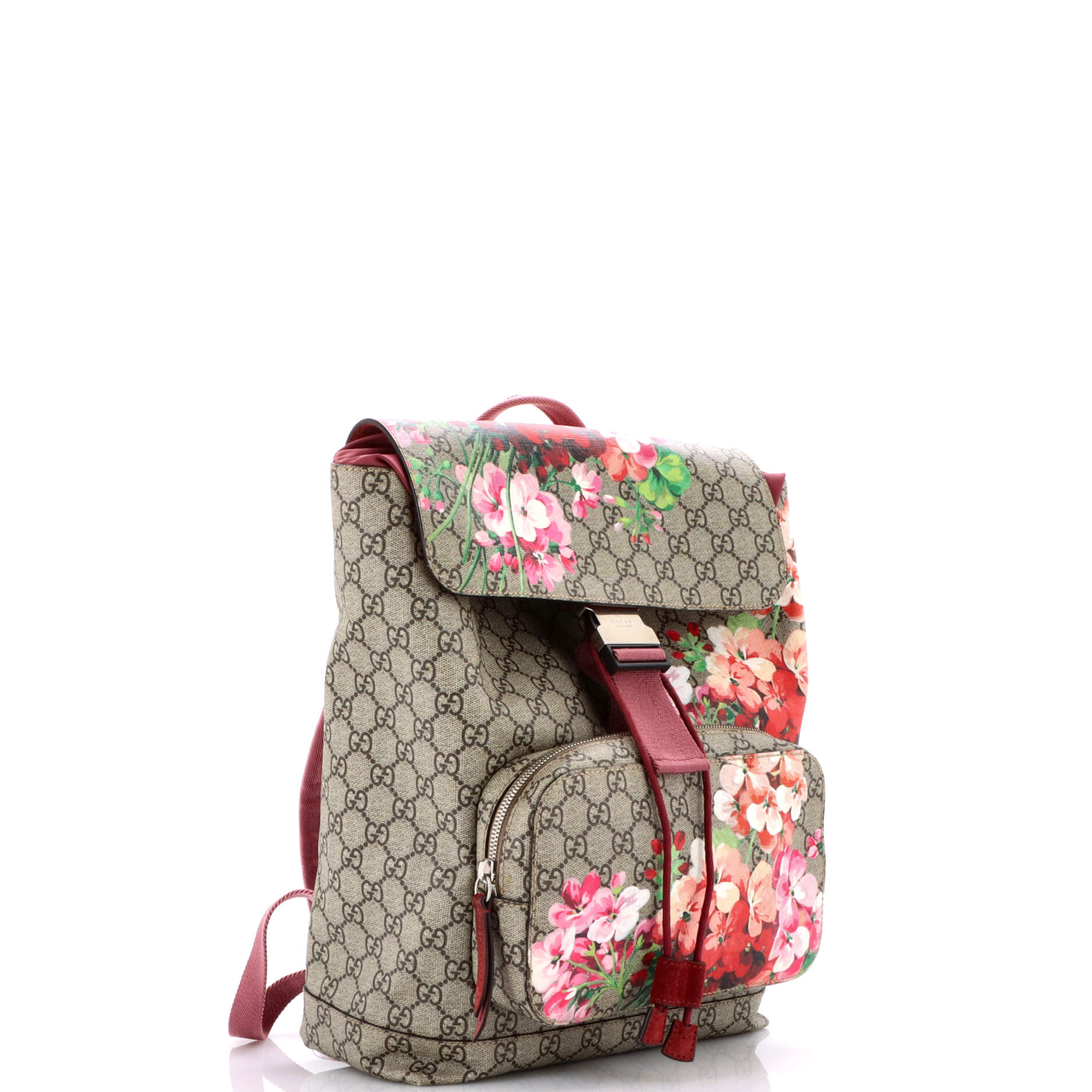 Buckle Backpack Blooms Print GG Coated Canvas Medium