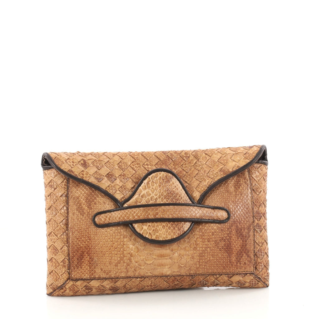 Envelope Clutch Python and Intrecciato Nappa Medium
