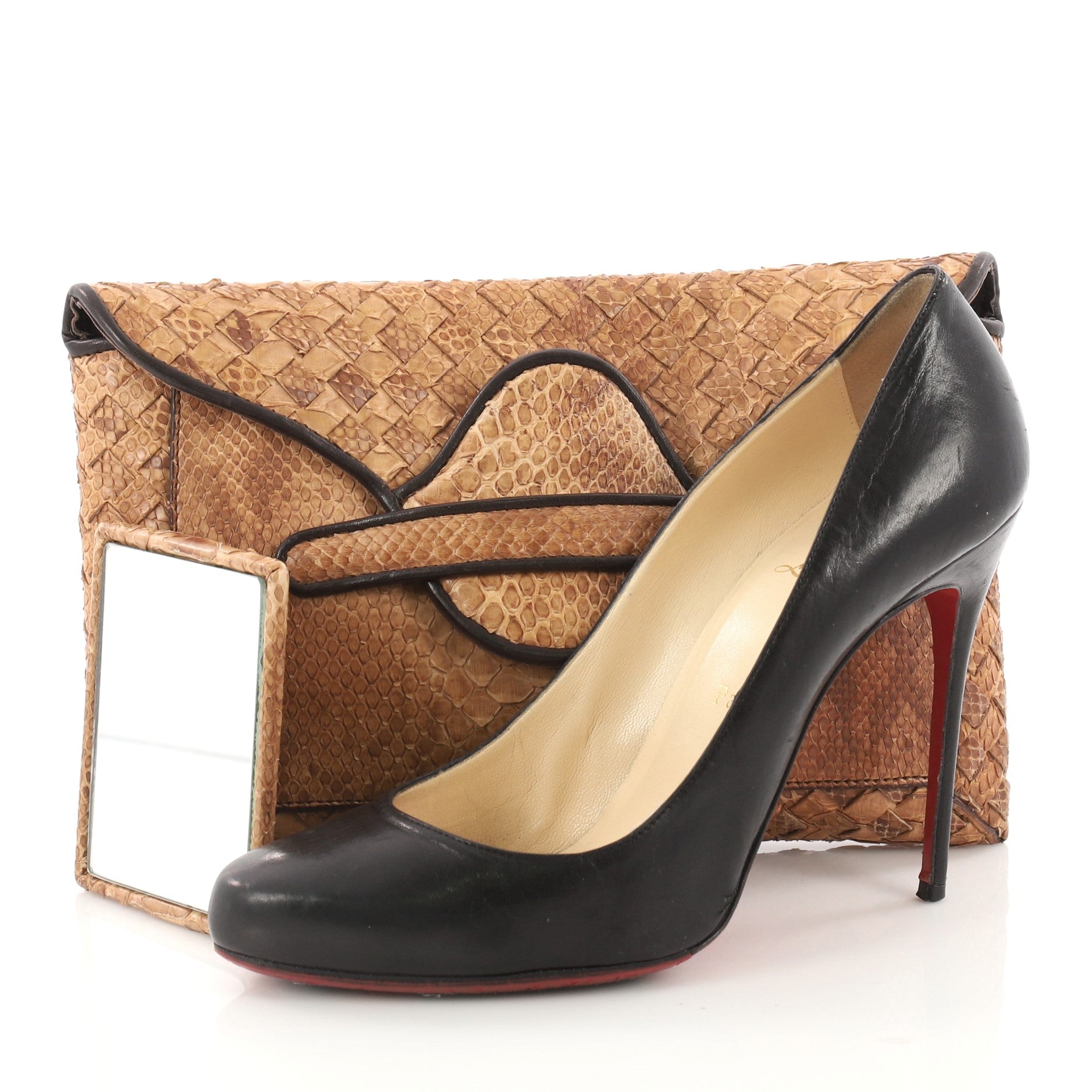 Envelope Clutch Python and Intrecciato Nappa Medium