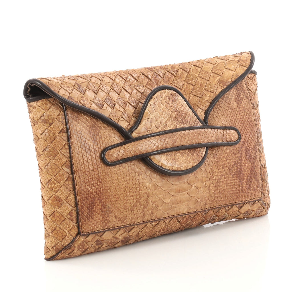 Envelope Clutch Python and Intrecciato Nappa Medium