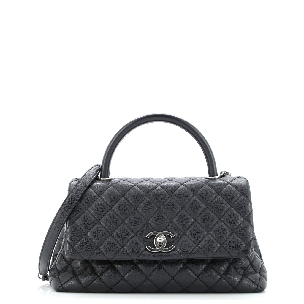 Coco Top Handle Bag Quilted Caviar Small