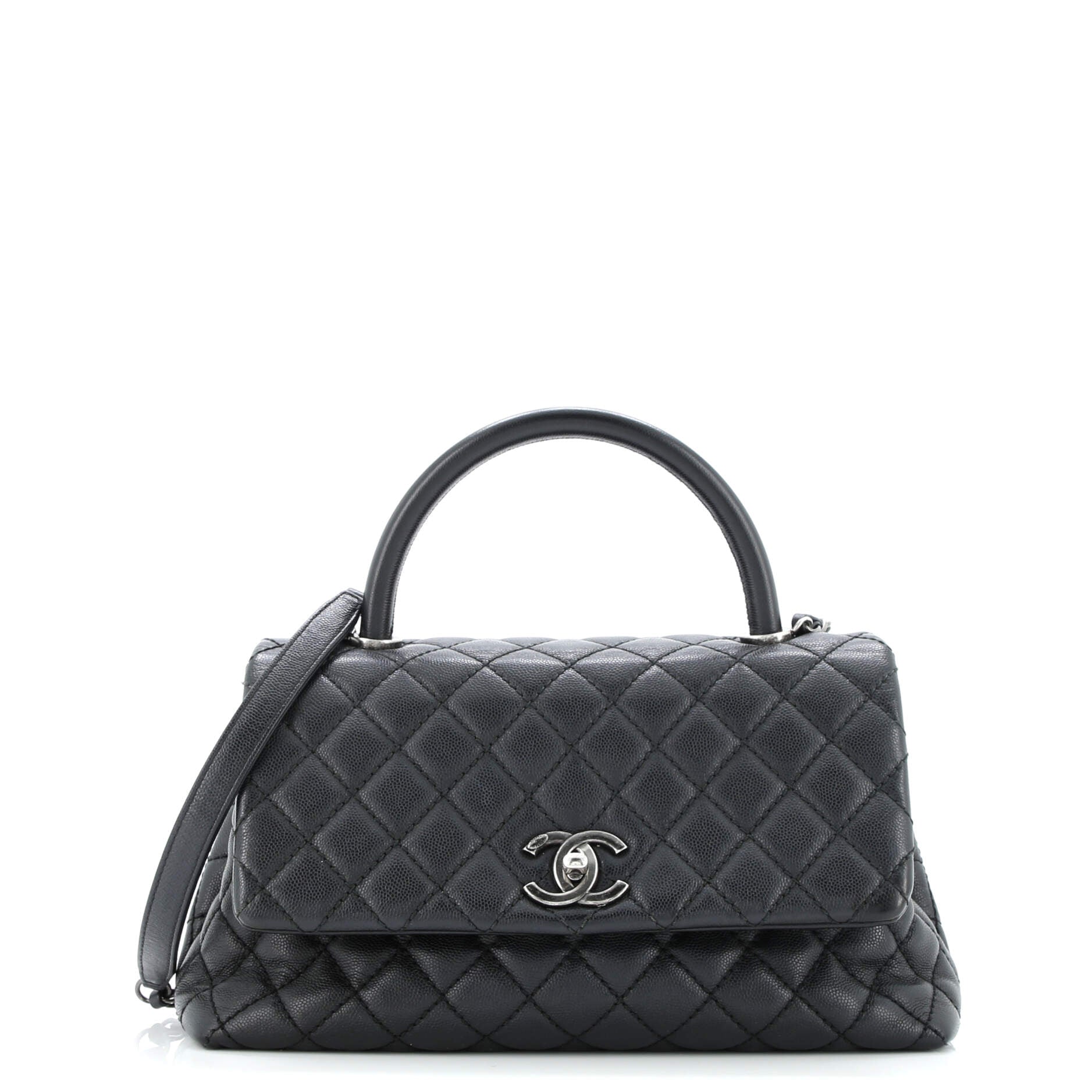 Coco Top Handle Bag Quilted Caviar Small