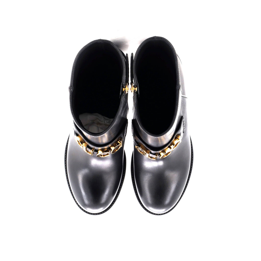 Women's Logo Heeled Ankle Boots Leather