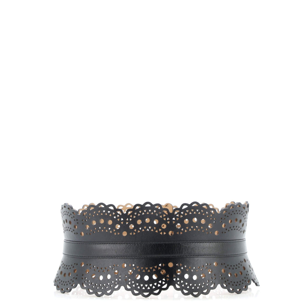 Waist Belt Laser Cut Leather Wide