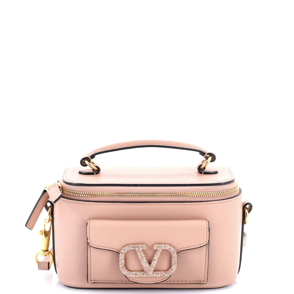 VLogo Loco Top Handle Vanity Case Leather with Crystal Detail Mini